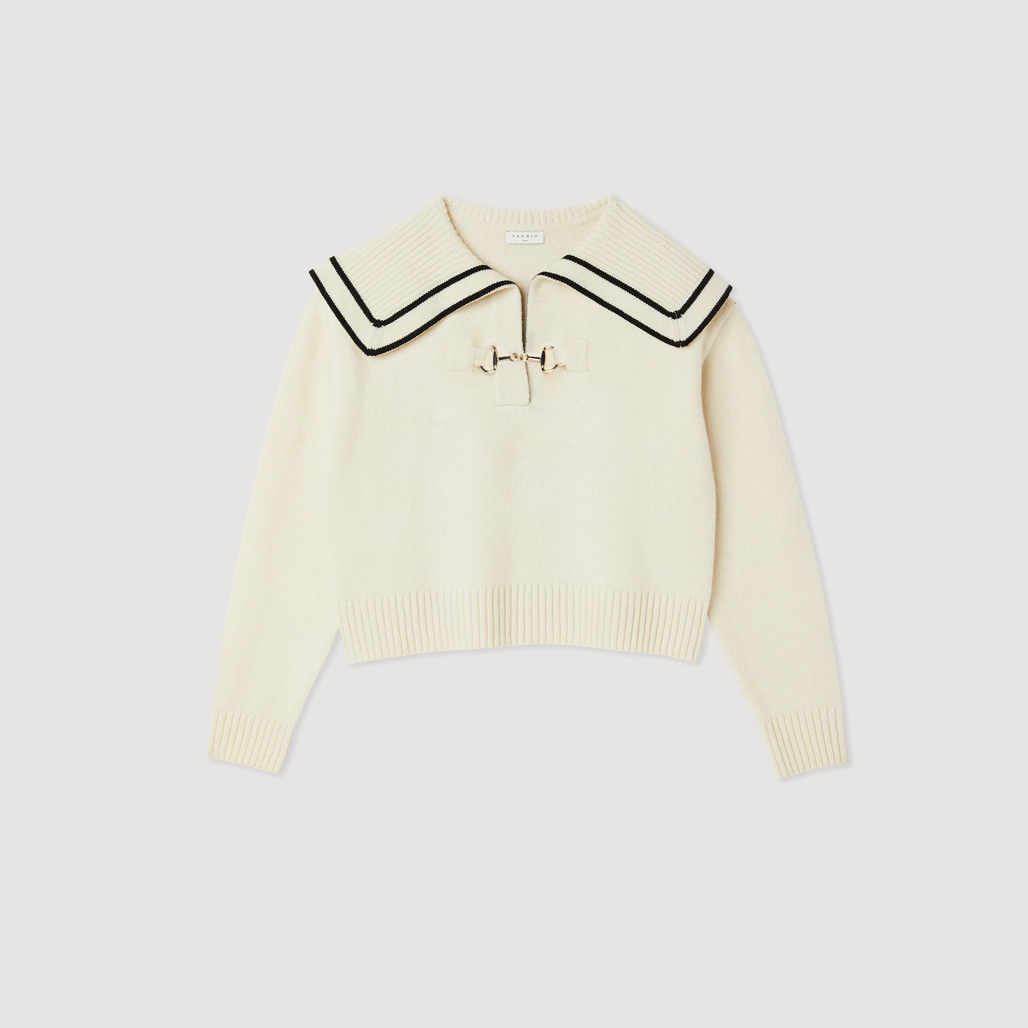 Discount ???? Sandro Sweater With An Open Collar Ecru ⭐ 7 Discount ???? Sandro Sweater With An Open Collar Ecru ⭐ - Image 7