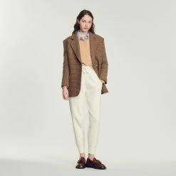 Coupon ???? Sandro Cropped Cable-knit Sweater Camel ???? -Sandro Shop Sandro SFPPU01683 13 V 4