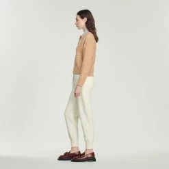 Coupon ???? Sandro Cropped Cable-knit Sweater Camel ???? -Sandro Shop Sandro SFPPU01683 13 V 6