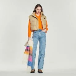 Buy ???? Sandro Cropped Sweater With Jewel Buttons Orange ????