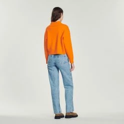 Buy ???? Sandro Cropped Sweater With Jewel Buttons Orange ???? -Sandro Shop Sandro SFPPU01696 51 V 5