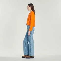 Buy ???? Sandro Cropped Sweater With Jewel Buttons Orange ???? -Sandro Shop Sandro SFPPU01696 51 V 6