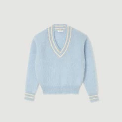 Best Pirce ???? Sandro Knitted Sweater Sky Blue ???? -Sandro Shop Sandro SFPPU01701 40 V P