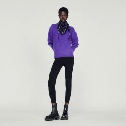 Coupon ???? Sandro Round Neck Mohair Sweater Purple ????