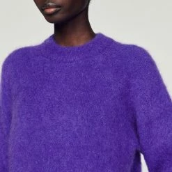 Coupon ???? Sandro Round Neck Mohair Sweater Purple ???? -Sandro Shop Sandro SFPPU01703 90 V 3