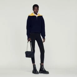 Hot Sale ???? Sandro Trucker-style Sweater Navy Blue ????