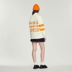 Best Pirce ???? Sandro Knit Sweater With Contrasting Motifs Ecru ⭐ 11 Best Pirce ???? Sandro Knit Sweater With Contrasting Motifs Ecru ⭐ -Sandro Shop Sandro SFPPU01720 11 V 5