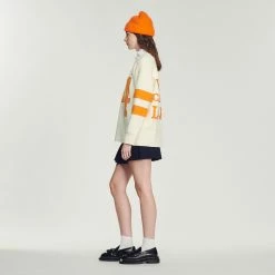 Best Pirce ???? Sandro Knit Sweater With Contrasting Motifs Ecru ⭐ 12 Best Pirce ???? Sandro Knit Sweater With Contrasting Motifs Ecru ⭐ -Sandro Shop Sandro SFPPU01720 11 V 6