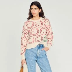 Brand new ???? Sandro Smiley© Sweater Ecru ✨ -Sandro Shop Sandro SFPPU01725 11 V 4