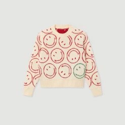 Brand new ???? Sandro Smiley© Sweater Ecru ✨ -Sandro Shop Sandro SFPPU01725 11 V P