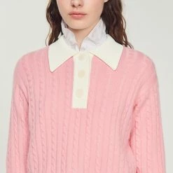 Brand new ???? Sandro Cropped Cable-knit Sweater Pink ???? -Sandro Shop Sandro SFPPU01728 60 V 3