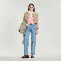 Brand new ???? Sandro Cropped Cable-knit Sweater Pink ???? -Sandro Shop Sandro SFPPU01728 60 V 4