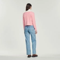 Brand new ???? Sandro Cropped Cable-knit Sweater Pink ???? -Sandro Shop Sandro SFPPU01728 60 V 5