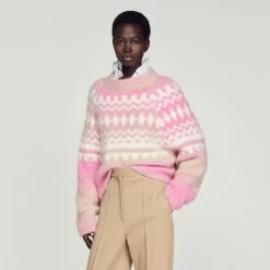 Promo ✨ Sandro Chunky Knit Sweater Pink ???? -Sandro Shop Sandro SFPPU01731 60 V 4