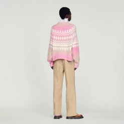 Promo ✨ Sandro Chunky Knit Sweater Pink ???? -Sandro Shop Sandro SFPPU01731 60 V 5
