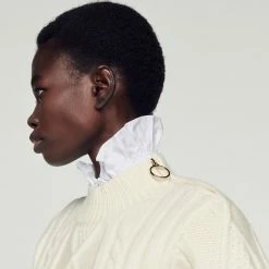 Cheap ???? Sandro Cable-knit Sweater Ecru ✔️ -Sandro Shop Sandro SFPPU01737 11 V 3