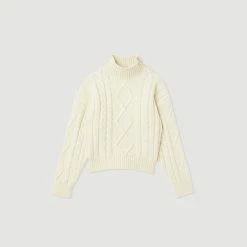Cheap ???? Sandro Cable-knit Sweater Ecru ✔️ -Sandro Shop Sandro SFPPU01737 11 V P