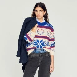 Coupon ???? Sandro Smiley© Sweater Ecru ???? 10 Coupon ???? Sandro Smiley© Sweater Ecru ???? -Sandro Shop Sandro SFPPU01807 11 V 4