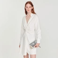 Best reviews of ???? Sandro Long-sleeved Short ???? Dress Ecru ❤️