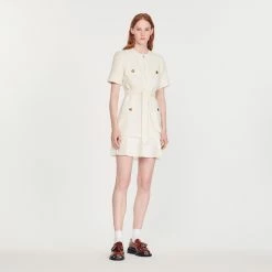 Buy ✨ Sandro Tweed-effect Woollen ???? Coat ???? Dress Ecru ????