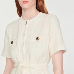 Buy ✨ Sandro Tweed-effect Woollen ???? Coat ???? Dress Ecru ???? -Sandro Shop Sandro SFPRO01195 11 V 3