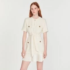 Buy ✨ Sandro Tweed-effect Woollen ???? Coat ???? Dress Ecru ???? -Sandro Shop Sandro SFPRO01195 11 V 4