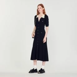 Cheapest ???? Sandro Long Knitted ???? Dress Black ????