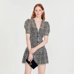 New ???? Sandro Short Guipure ???? Dress Black / White ????