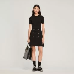 Deals ???? Sandro Short Knitted ???? Dress Black ???? -Sandro Shop Sandro SFPRO02127 20 V 4