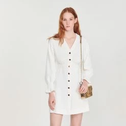 Deals ???? Sandro Robe Courte à Boutons Pressions White ???? 10 Deals ???? Sandro Robe Courte à Boutons Pressions White ???? -Sandro Shop Sandro SFPRO02388 10 V 4