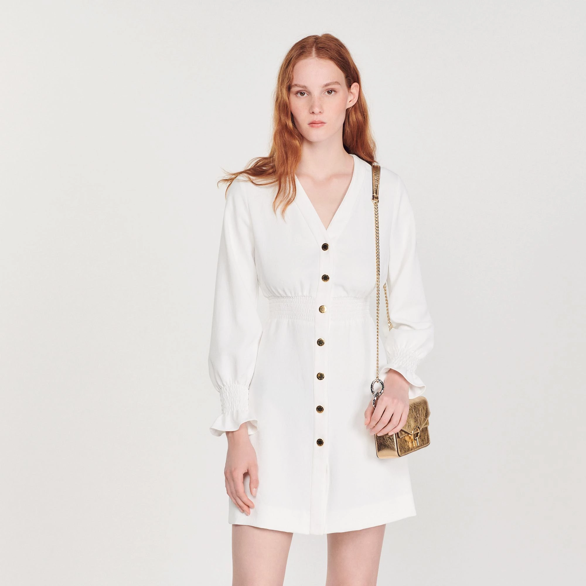 Deals ???? Sandro Robe Courte à Boutons Pressions White ???? 4 Deals ???? Sandro Robe Courte à Boutons Pressions White ???? - Image 4