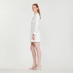 Deals ???? Sandro Robe Courte à Boutons Pressions White ???? 12 Deals ???? Sandro Robe Courte à Boutons Pressions White ???? -Sandro Shop Sandro SFPRO02388 10 V 6