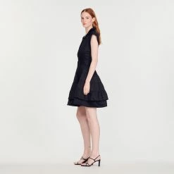 Promo ⭐ Sandro Short Ruffled ???? Dress Black ???? -Sandro Shop Sandro SFPRO02450 20 V 6