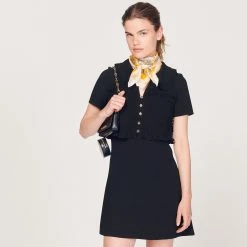 Best deal ???? Sandro Short Smocked ???? Dress Black ✔️ -Sandro Shop Sandro SFPRO02481 20 V 4