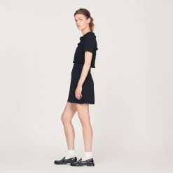 Best deal ???? Sandro Short Smocked ???? Dress Black ✔️ -Sandro Shop Sandro SFPRO02481 20 V 6