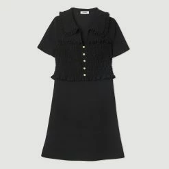 Best deal ???? Sandro Short Smocked ???? Dress Black ✔️ -Sandro Shop Sandro SFPRO02481 20 V P
