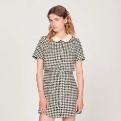 Deals ✨ Sandro Tweed Trompe L'œil ???? Dress White And Black ????