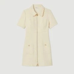 Hot Sale ❤️ Sandro Tweed Zip ???? Dress Ecru ???? 13 Hot Sale ❤️ Sandro Tweed Zip ???? Dress Ecru ???? -Sandro Shop Sandro SFPRO02483 11 V P