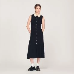 Promo ???? Sandro Long Sleeveless ???? Dress Black ⌛
