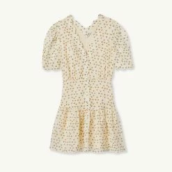 Buy ???? Sandro Short-sleeved ???? Dress With Flowers Print Ecru ✔️ -Sandro Shop Sandro SFPRO02576 11 V P