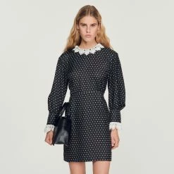 Buy ???? Sandro Short Flowing Polka-dot ???? Dress Black / White ????