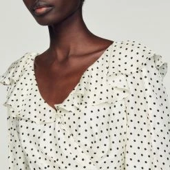 Cheap ⌛ Sandro Short Polka-dot ???? Dress White And Black ✨ -Sandro Shop Sandro SFPRO02617 107 V 3