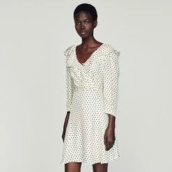 Cheap ⌛ Sandro Short Polka-dot ???? Dress White And Black ✨ -Sandro Shop Sandro SFPRO02617 107 V 4