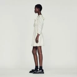 Cheap ⌛ Sandro Short Polka-dot ???? Dress White And Black ✨ -Sandro Shop Sandro SFPRO02617 107 V 6