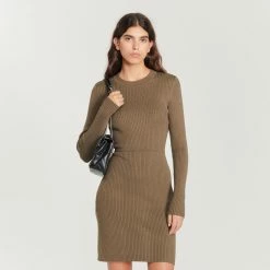 Wholesale ✔️ Sandro Ribbed Knit ???? Dress Olive Green ✨