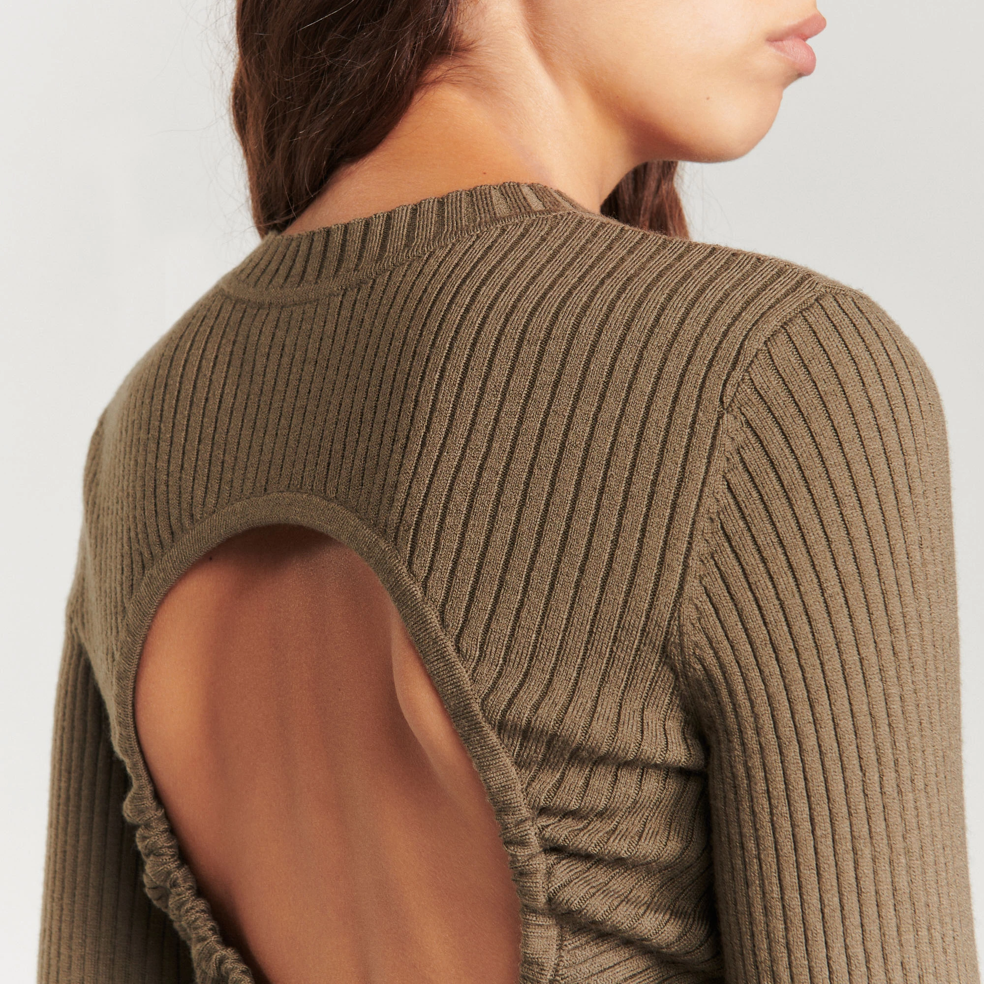 Wholesale ✔️ Sandro Ribbed Knit ???? Dress Olive Green ✨ 3 Wholesale ✔️ Sandro Ribbed Knit ???? Dress Olive Green ✨ - Image 3