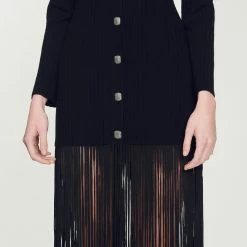 Cheap ???? Sandro Long ???? Dress With Fringing Black ???? 9 Cheap ???? Sandro Long ???? Dress With Fringing Black ???? -Sandro Shop Sandro SFPRO02675 20 V 3