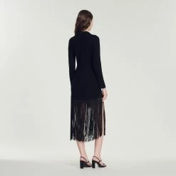 Cheap ???? Sandro Long ???? Dress With Fringing Black ???? 11 Cheap ???? Sandro Long ???? Dress With Fringing Black ???? -Sandro Shop Sandro SFPRO02675 20 V 5