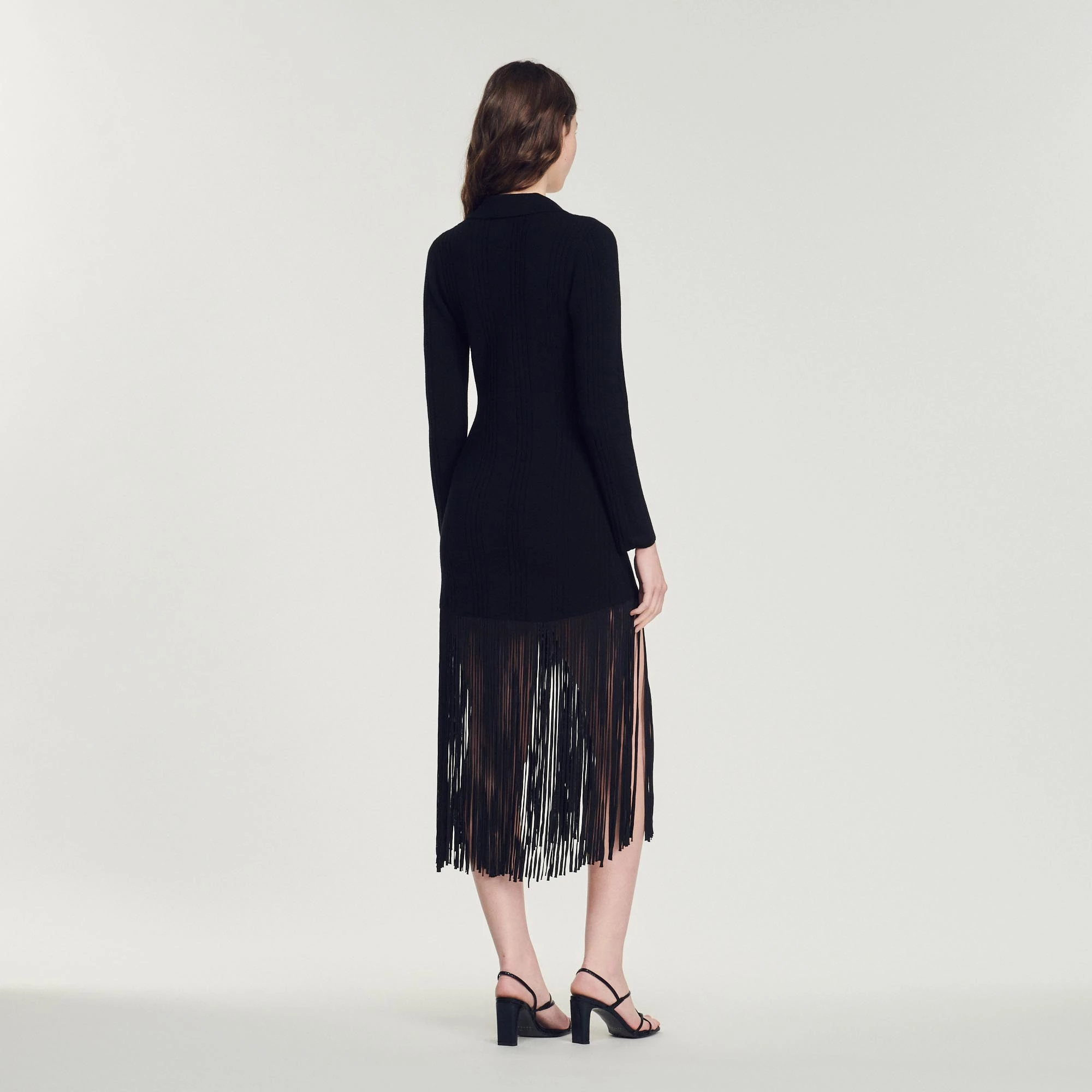 Cheap ???? Sandro Long ???? Dress With Fringing Black ???? 5 Cheap ???? Sandro Long ???? Dress With Fringing Black ???? - Image 5