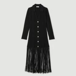 Cheap ???? Sandro Long ???? Dress With Fringing Black ???? 13 Cheap ???? Sandro Long ???? Dress With Fringing Black ???? -Sandro Shop Sandro SFPRO02675 20 V P